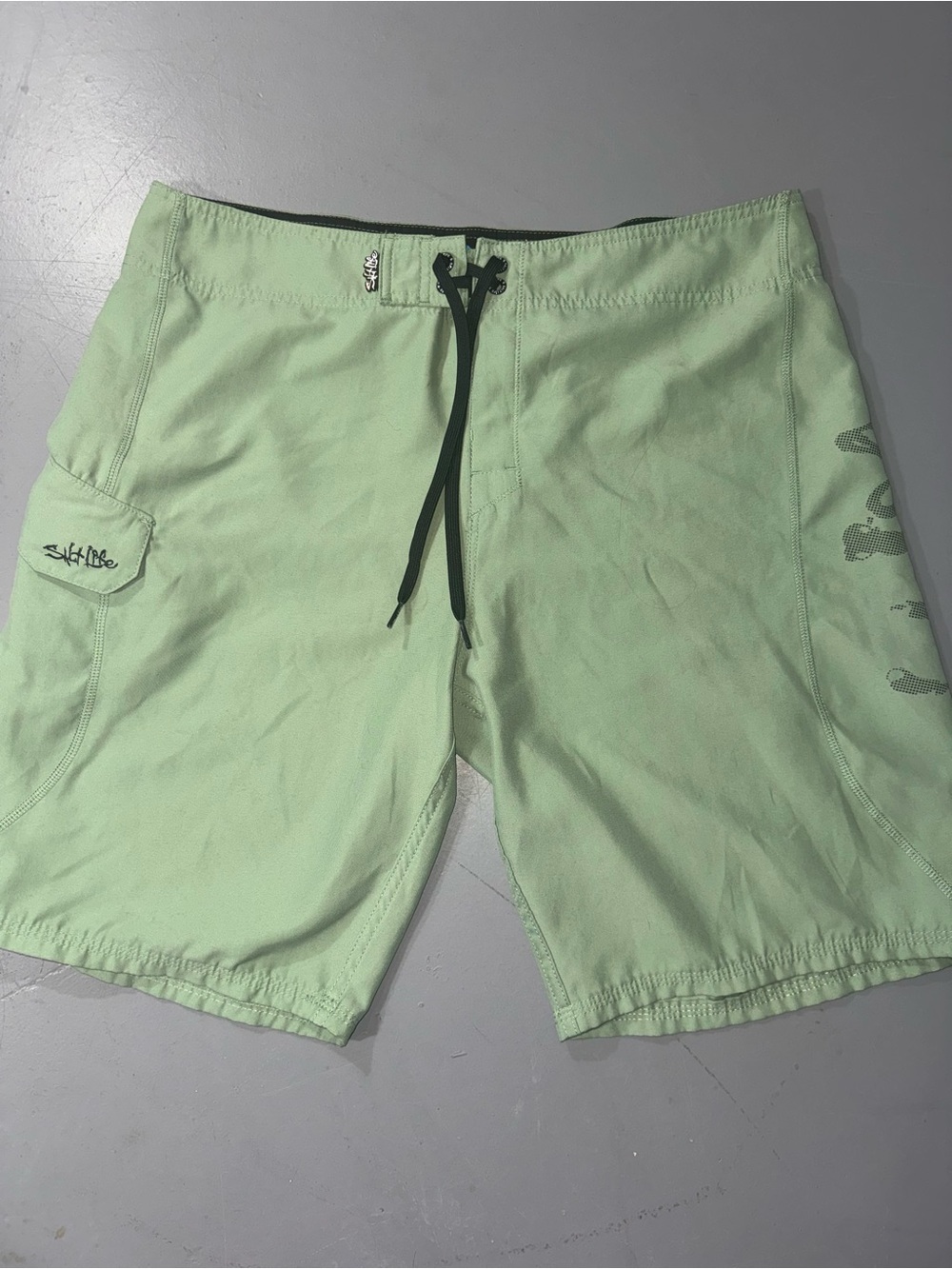 Salt Life Men's Light Mint Green Board Shorts with Black Drawstring